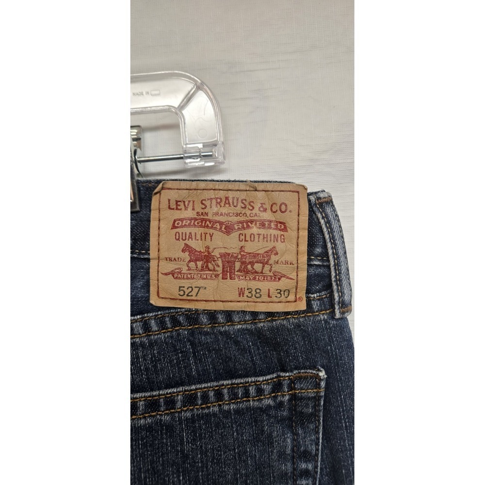Levi's 527 Jeans Men's 38x30 Medium Wash Blue Denim Slim Bootcut Whiskering - Picture 4 of 7